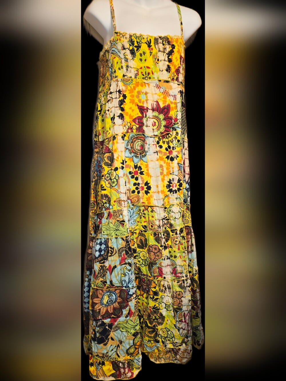 Chaudry KC Yellow Floral Boho Maxi Sundress XXL